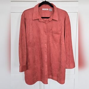 Women's Button-Up Shirt in Salmon Color EUC Size 1X